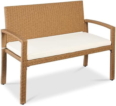 Outdoor Furniture Bench - Banc d'extérieur 2 places en osier,