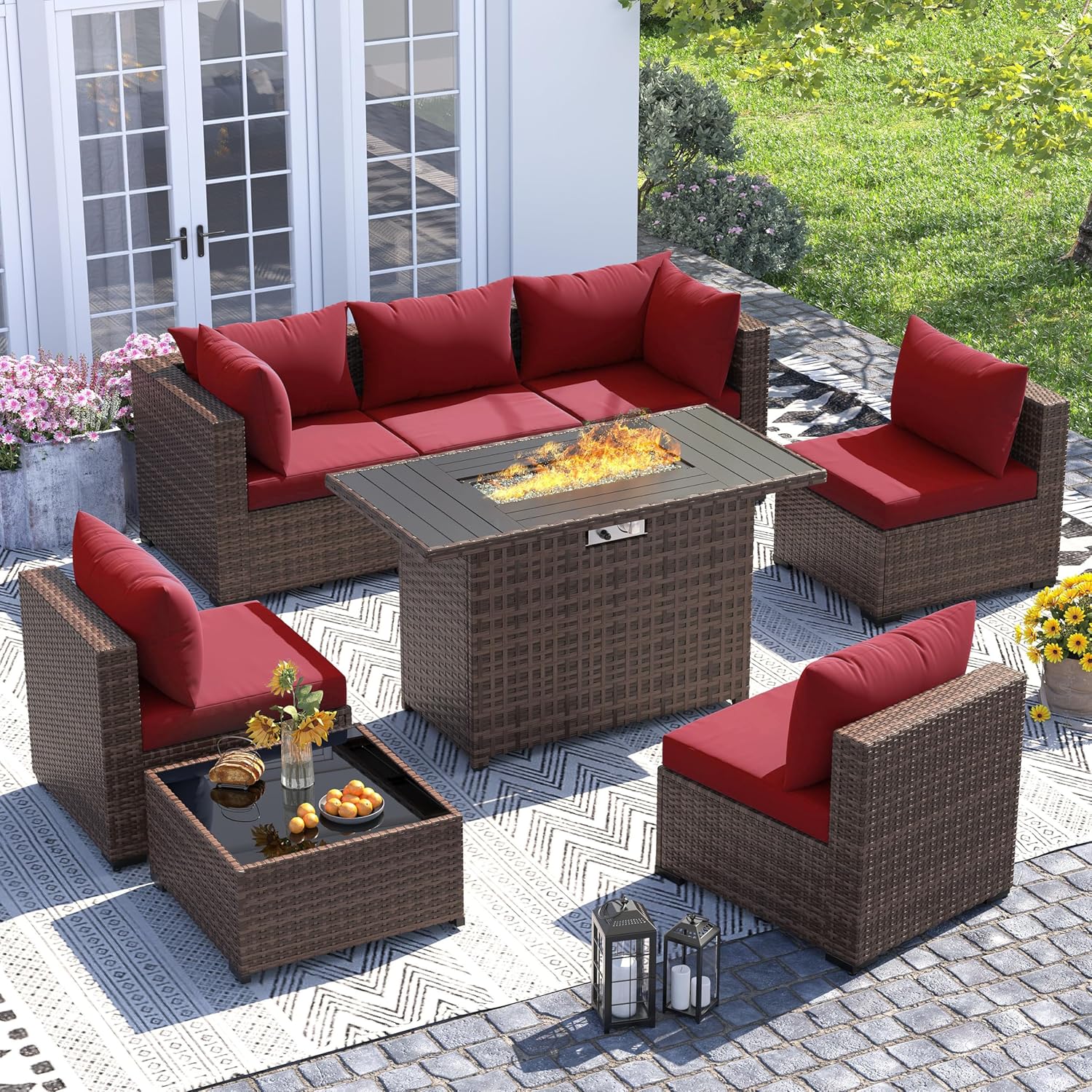Outdoor Furniture And Fire Pit - Ensemble de 8 pièces de canapé