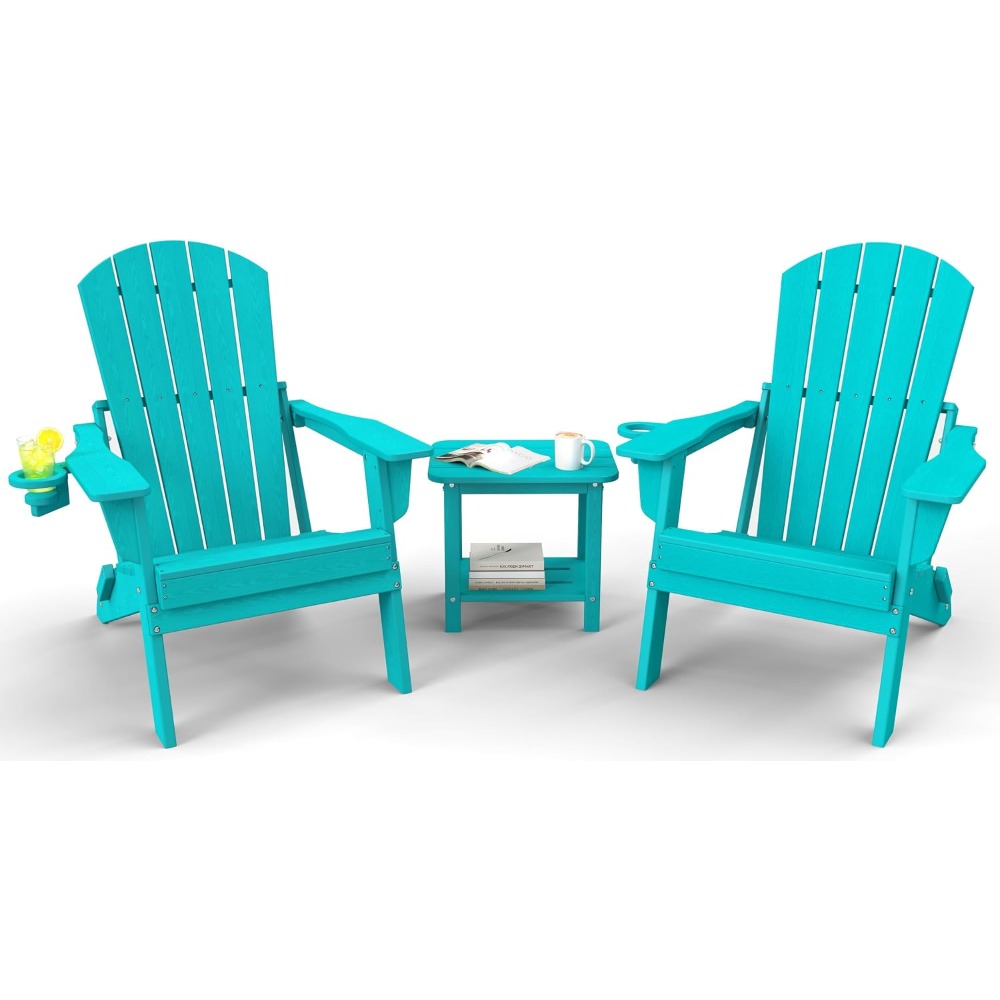 Outdoor Furniture Hdpe - Ensemble de 3 chaises Adirondack pliantes