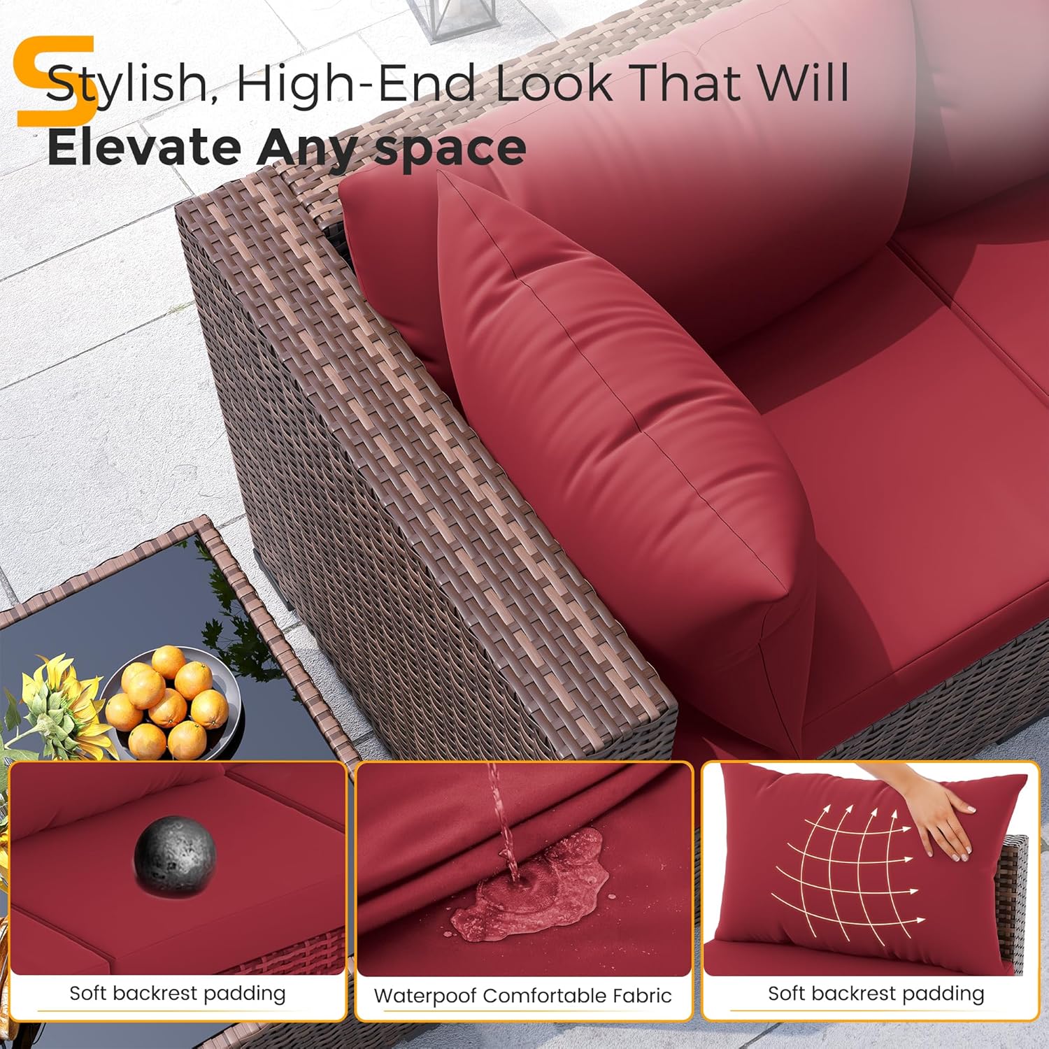 Ensemble de 8 pièces de canapé - Outdoor Furniture And Fire Pit avis et prix