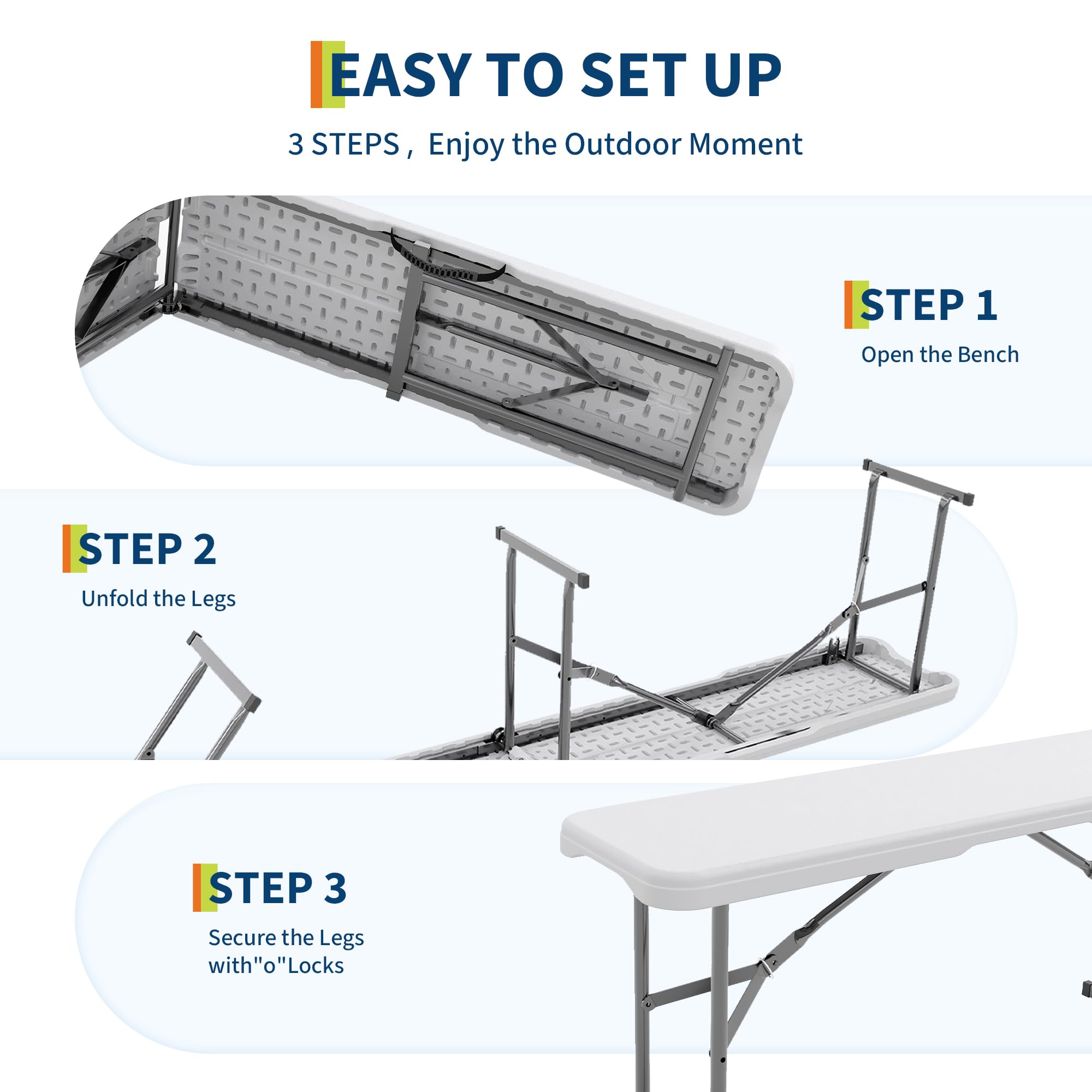 Lot de 2 bancs pliants d'extér - Outdoor Furniture Hdpe avis et prix