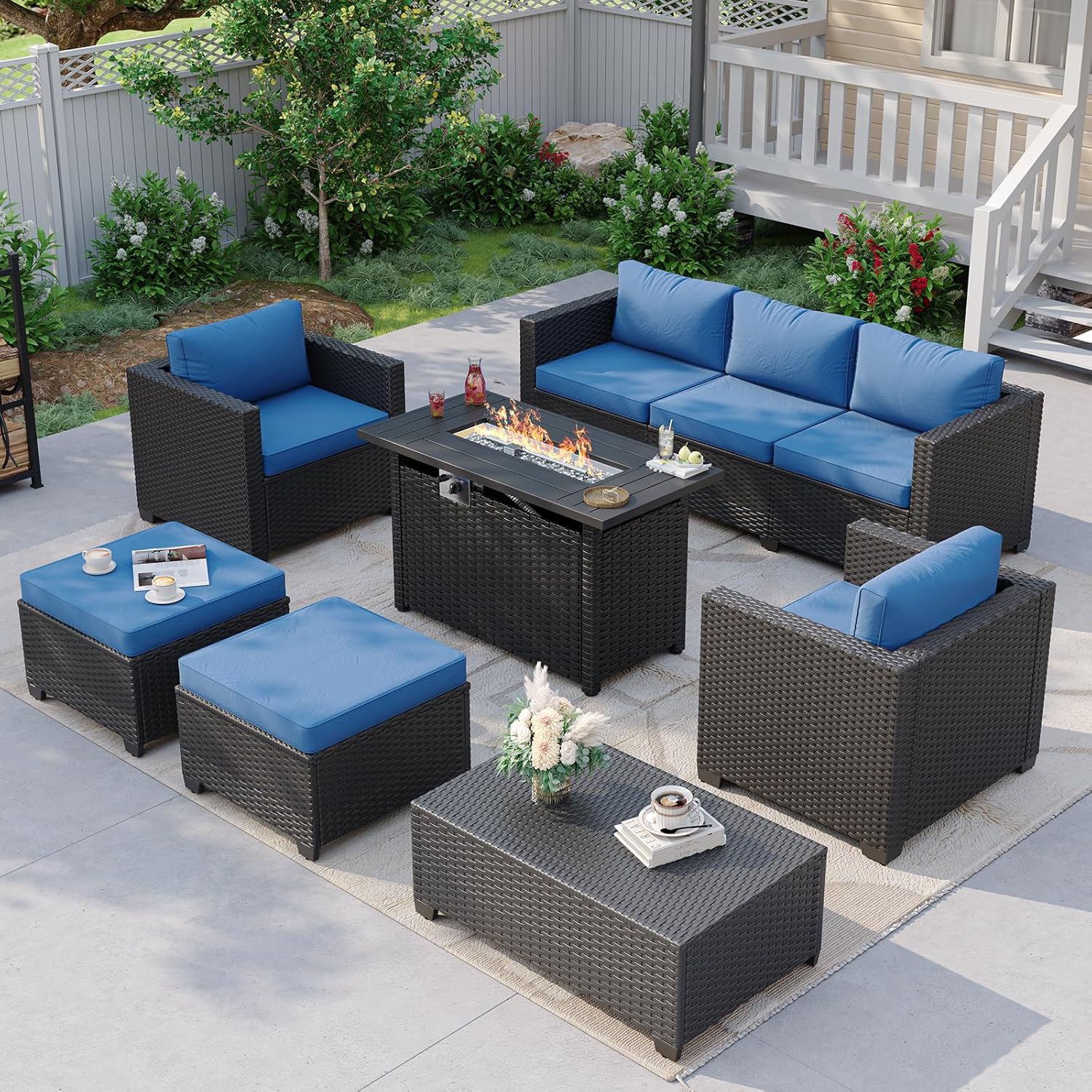 Canapé d'extérieur bleu marine - Outdoor Furniture And Fire Pit avis et prix